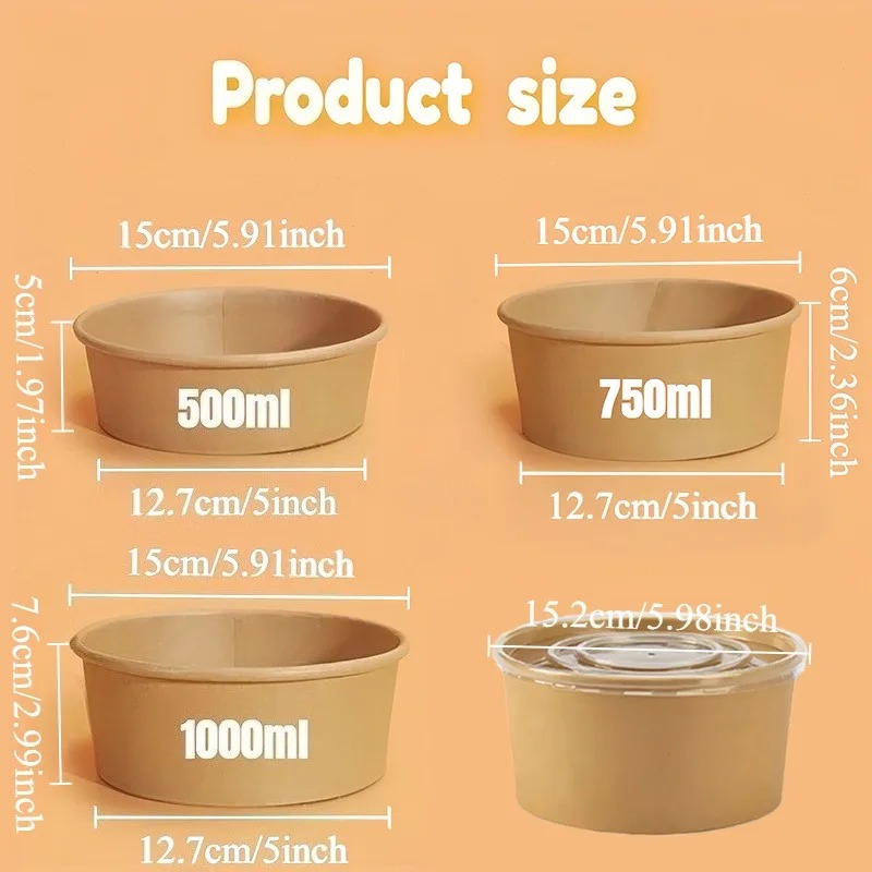 15/30PCS Kraft Paper Bowls Dis - огляд і ціна Meal Prep Bowl